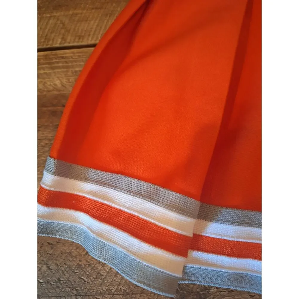 Varsity Brand Thick Orange And White And Gray Cheerleader Skirt - Picture 2 of 10